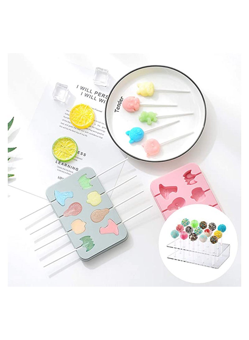 Y&D Acrylic Lollipop Holder Clear Cake Pop Stand Treats Bags Sticks and Gold Metallic Twist Ties for Candy Making Tools Baby Showers Birthday Parties Anniversaries - Image 5