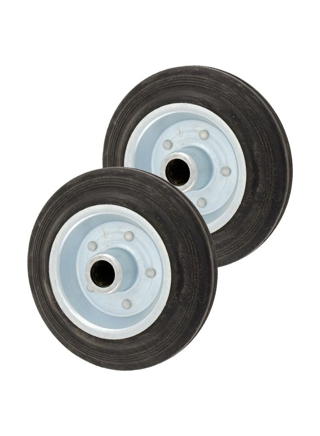 LAWAZIM Wheel Black Rubber Solid Industrial  2-Piece 160mm| for Furniture