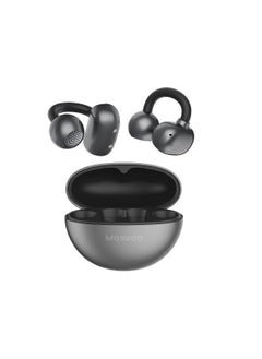 Moxedo Moxedo True Wireless Earbuds S8 Clip on Dual Device Connection Bluetooth 5.4 300 mAh Charging Case 6 Hrs Playing Time Battery Indicator with Innovative Curved Design (Gray) 