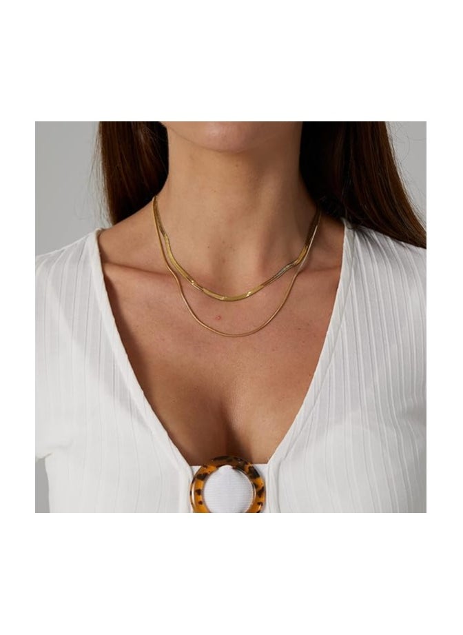 Julia Store 14k Gold Plated Stainless Steel Choker Layered Dainty Necklace  - Image 2