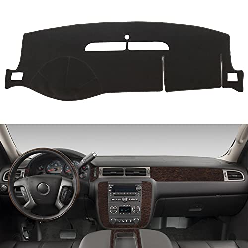 HanLanKa Dashboard Cover for Chevy Chevrolet Suburban/Tahoe 2007-2014,Chevrolet Avalanche Silverado 1500 LTZ 2007-2013,GMC Yukon 2007-2014 Dash Cover Mat(Premium Carpet, Black) - Image 1
