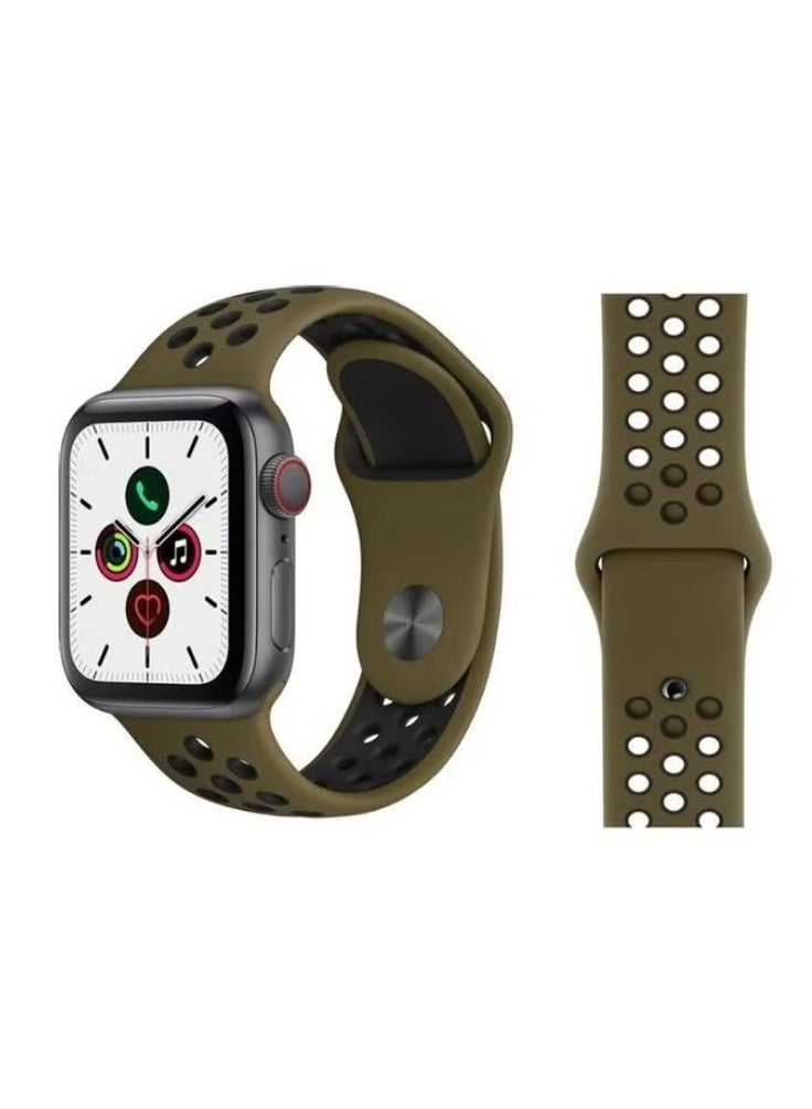 vesus Replacement Strap Watchband For Apple Watch Series 7 41mm / 6 / SE / 5 / 4 40mm / 3 / 2 / 1 38mm Green/Black