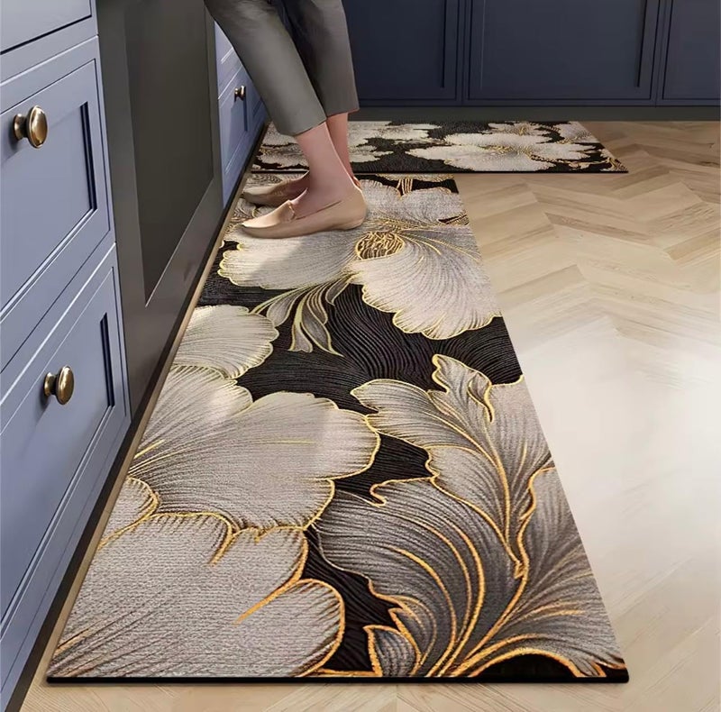 Snivy Snivy 2pc Memory Foam Kitchen Rug Cushioned AntiFatigue Comfort Mat NonSlip Waterproof Runner for Kitchen Office Laundry Sink 40 60 cm 40 120 cm  - Image 1