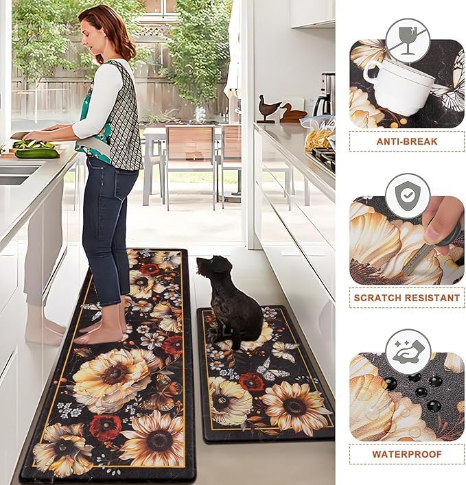 Snivy Snivy 2pc Memory Foam Kitchen Rug Cushioned AntiFatigue Comfort Mat NonSlip Waterproof Runner for Kitchen Office Laundry Sink 40 60 cm 40 120 cm  - Image 3