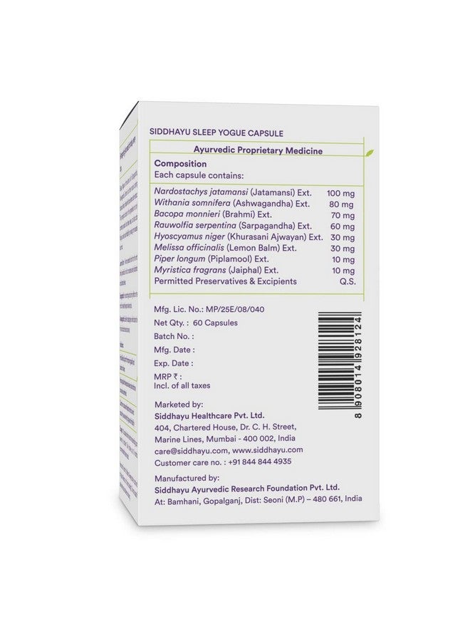 Siddhayu Sleep Yogue Capsule for Healthy & Restful Sleep (From the house of Baidyanath), Ayurvedic Sleeping Capsule I 60 Capsules - Image 5
