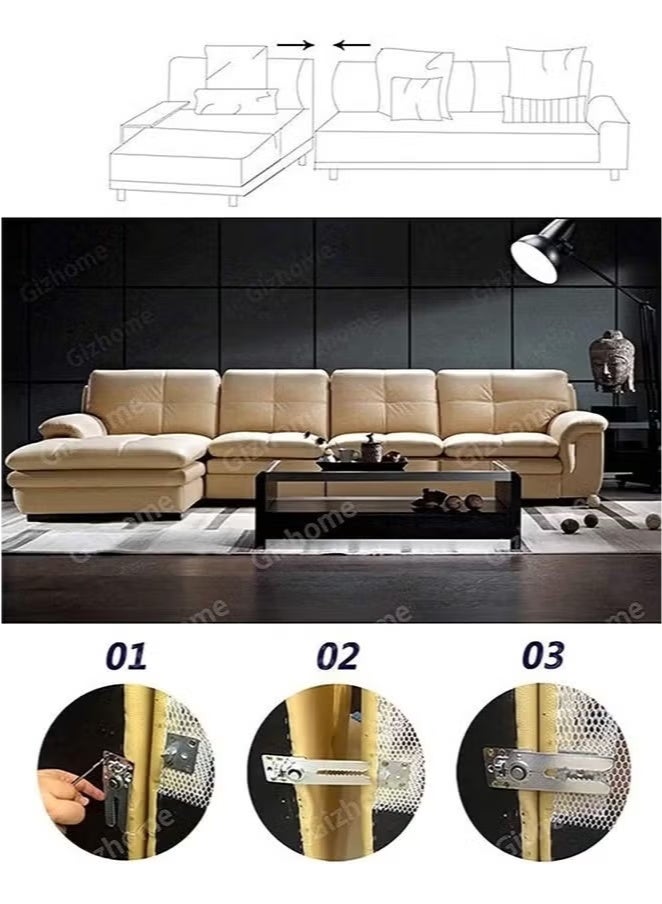 2 Pack Sofa Connector Sectional Couch Connector with Screws, Universal Sectional Clips Sofa Connection Bracket Hooks Buckle for Sliding Sofas - Image 3