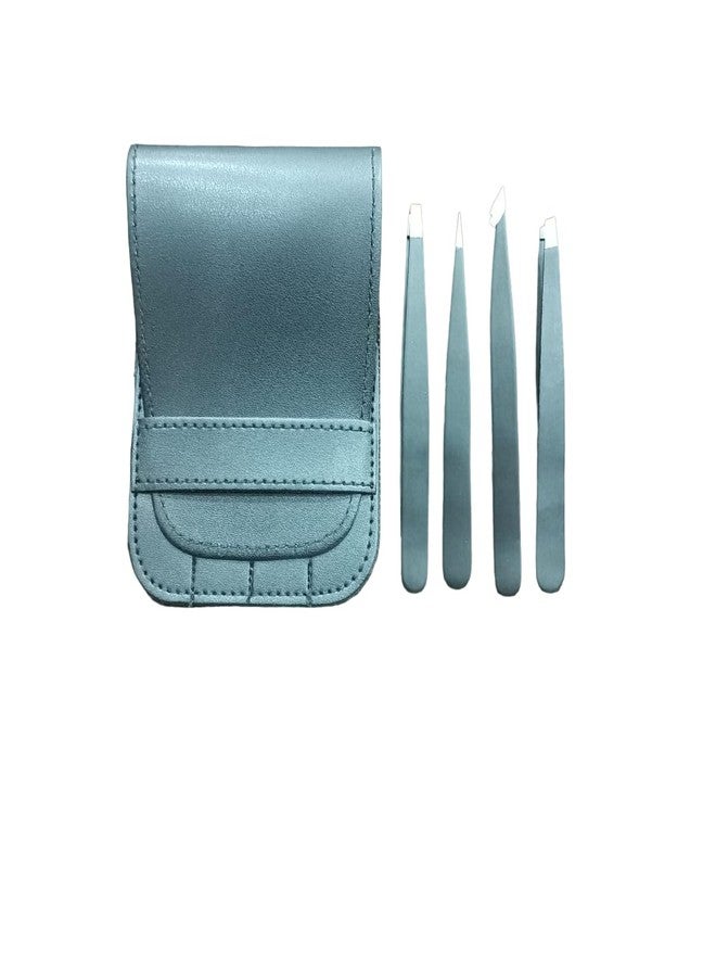 Pack Of 4 Precision Tweezers Set for Women & Men - Stainless Steel, 4 Pack, Multi-Purpose Pluckers for Eyebrows, Facial Hair, and Ingrown Hair Removal"