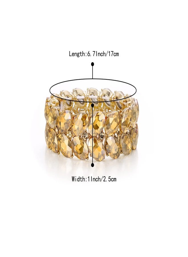 BriLove Women's Sparkling Crystal Rhinestone Stretch Bangle Bracelet for Party Champagne Gold-Toned - Image 4