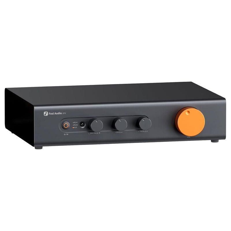 Fosi Audio ZP3 مكبر صوت تمهيدي متوازن للصوت المنزلي، مدخلين RCA ومدخل XLR واحد، مخرجات RCA/XLR ومخرج فرعي، مكبر تمهيدي لإعداد ستيريو ثنائي القنوات و2.1، مكبر تمهيدي مع مرشح تمرير عالي HPF والتحكم في النغمة. - Image 1