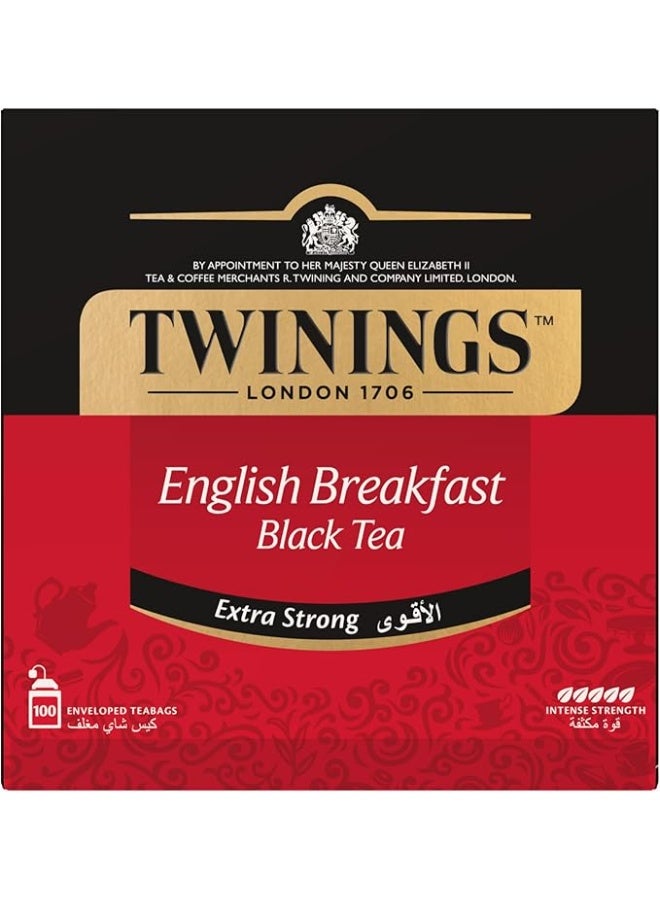 تويننجز كيس شاي من تواينينجز أسود بنكهة الفطور الإنجليزي القوي، عبوة 100 كيس - Image 1