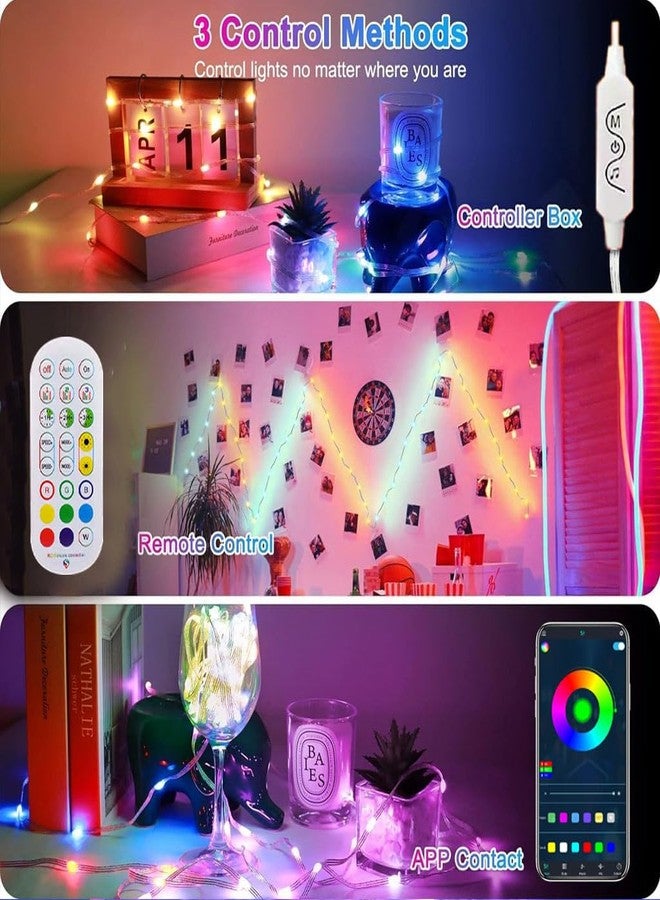 TECPHILE Smart Fairy String Lights 10 Meter, 100 LED USB Rice Light with Bluetooth App & Remote Control, RGB Color Changing, Music Sync, Dimmable Decorative Light for Home, Diwali - Image 3