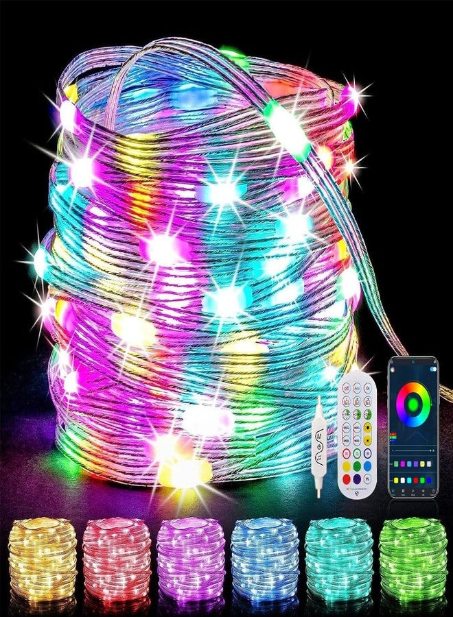 TECPHILE Smart Fairy String Lights 10 Meter, 100 LED USB Rice Light with Bluetooth App & Remote Control, RGB Color Changing, Music Sync, Dimmable Decorative Light for Home, Diwali - Image 1