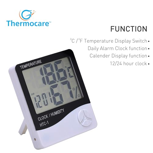Thermocare Plastic Abstract LCD Temperature Clock (White)(3.9Wx3.9Lx3.9H Inches) ,Pack of 1 - Image 5