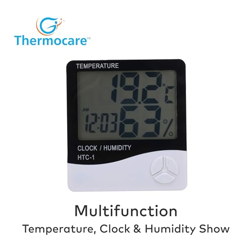 Thermocare Plastic Abstract LCD Temperature Clock (White)(3.9Wx3.9Lx3.9H Inches) ,Pack of 1 - Image 4