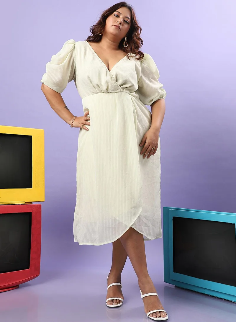 Instafab Plus Wrap Front Midi Dress