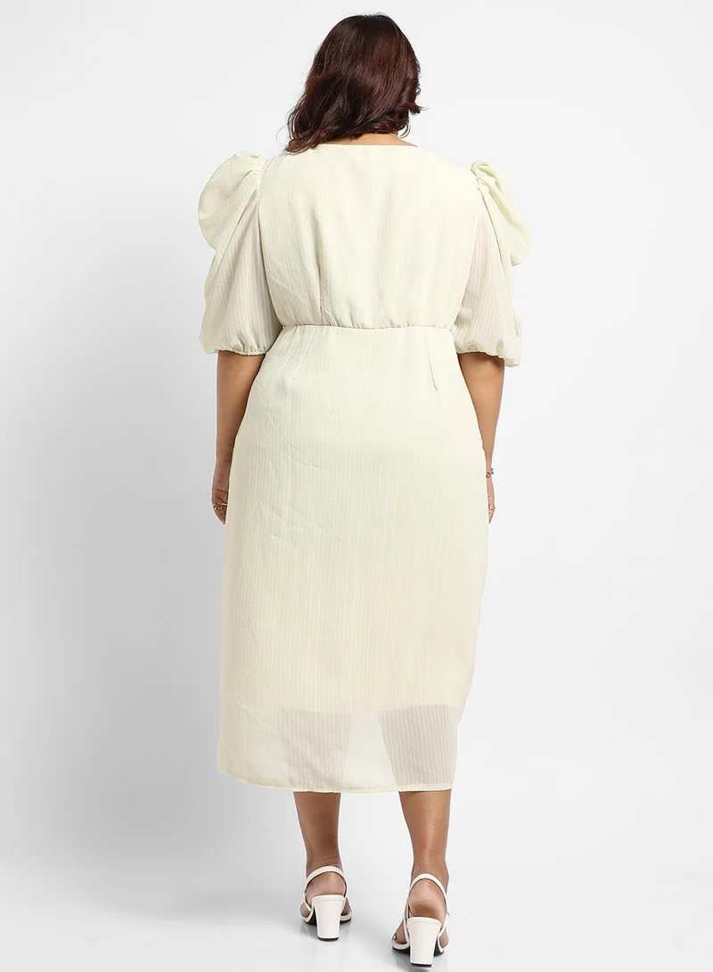Instafab Plus Wrap Front Midi Dress