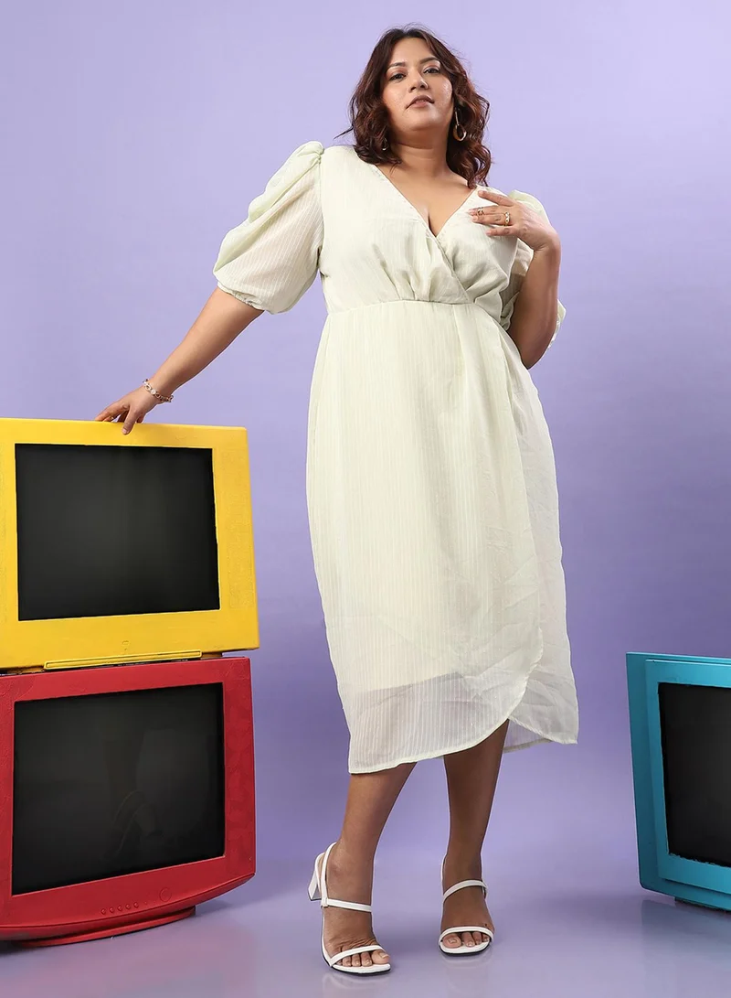 Instafab Plus Wrap Front Midi Dress