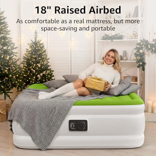 YENING Full Size Air Mattress with Built in Pump Raised Double Blow up Bed Inflatable Camping Airbed Electric 18 Inch Tall - Image 4