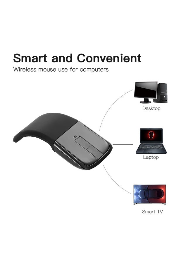 2.4G Wireless Mouse with USB Arc Mouse with Touch Function Folding Optical Mice with USB Receiver Bending Mouse for PC Laptop(Black) - Image 4