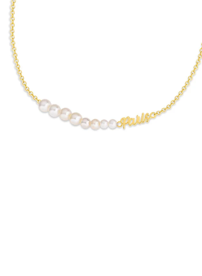 سانت هونور Perle 925 Silver,Gold Plated Large To Small FreWater Pearls Necklace - 400+50mm