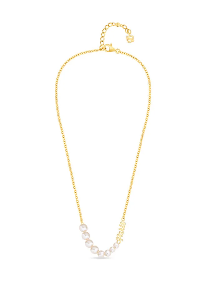 سانت هونور Perle 925 Silver,Gold Plated Large To Small FreWater Pearls Necklace - 400+50mm