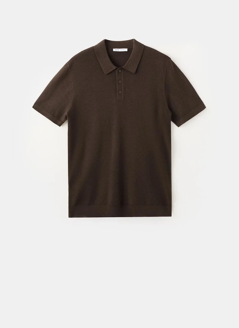 Mango Man 30-MARRON Fine-Knit Cotton Polo Shirt for Men | Best Price UAE