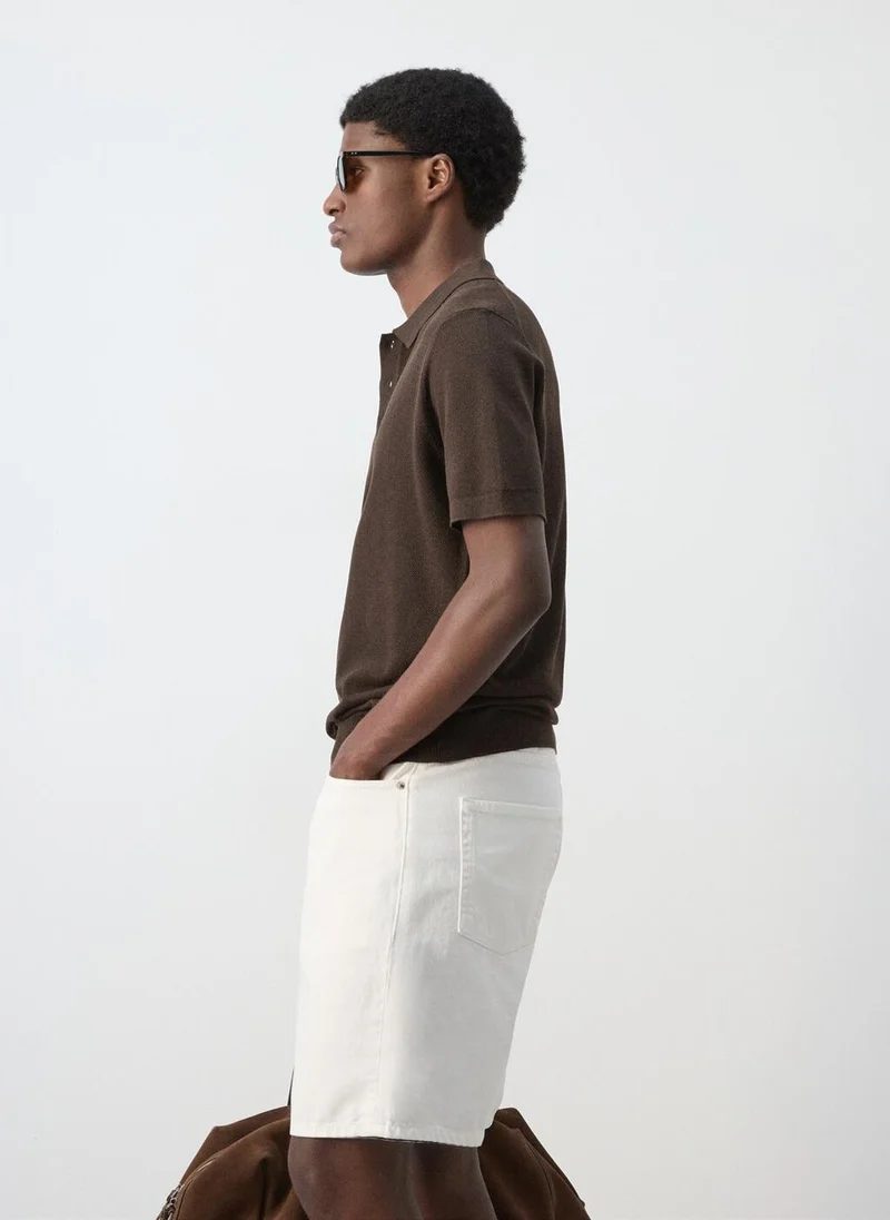 Mango Man 30-MARRON Fine-Knit Cotton Polo Shirt for Men | Best Price UAE