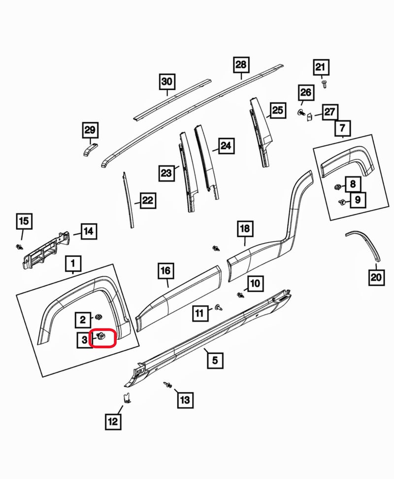 Rexka 30pcs Rear Door Body Side Molding Clip 68241251AA Compatible with Jeep 15-20 Renegade Chrysler 68241251-AA - Image 4