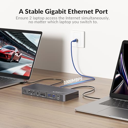 v AV Access AV Access Docking Station KVM Switch 2 Monitors 2 Laptops, 4K KVM Switch Dual HDMI Monitor, 100W PD for Each PC, 1G Ethernet, EDID Emulation, Ideal for Home Office & Gaming - Image 3