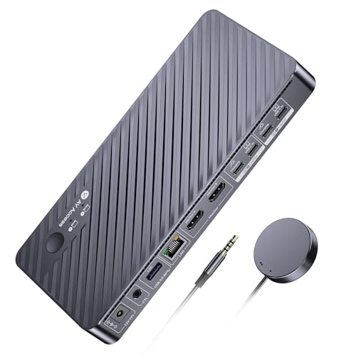 v AV Access AV Access Docking Station KVM Switch 2 Monitors 2 Laptops, 4K KVM Switch Dual HDMI Monitor, 100W PD for Each PC, 1G Ethernet, EDID Emulation, Ideal for Home Office & Gaming - Image 1