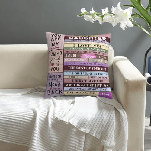 dengtian Daughter Valentines Day Gifts from Mom, Birthday Gifts for Daughter, Birthday Gift for Daughters Adult from Mom, Graduation Gift for Grown Daughters Throw Pillow Cover 18"x 18" - Image 3