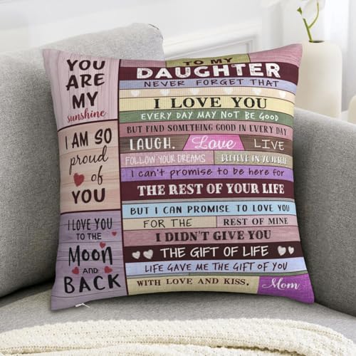 dengtian Daughter Valentines Day Gifts from Mom, Birthday Gifts for Daughter, Birthday Gift for Daughters Adult from Mom, Graduation Gift for Grown Daughters Throw Pillow Cover 18"x 18" - Image 5