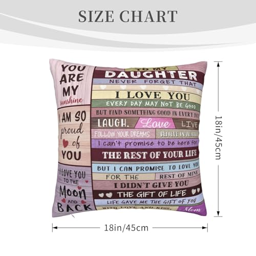 dengtian Daughter Valentines Day Gifts from Mom, Birthday Gifts for Daughter, Birthday Gift for Daughters Adult from Mom, Graduation Gift for Grown Daughters Throw Pillow Cover 18"x 18" - Image 4
