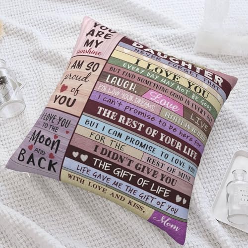 dengtian Daughter Valentines Day Gifts from Mom, Birthday Gifts for Daughter, Birthday Gift for Daughters Adult from Mom, Graduation Gift for Grown Daughters Throw Pillow Cover 18"x 18" - Image 2