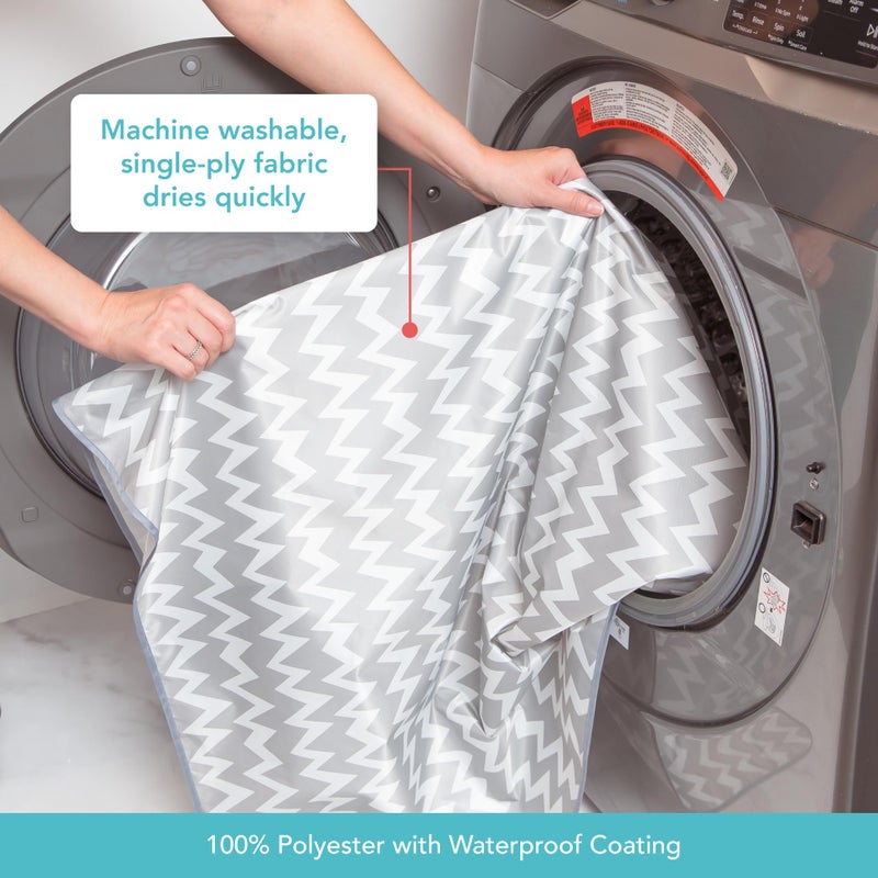 Bumkins Baby Splat Mat for Under High Chair, Babies Toddlers Eating Mess Mat, Waterproof Reusable Cloth for Arts and Crafts, Playtime Mat for Kids, Floors or Tables, Fabric 42inx42in, Gray Chevron - Image 4