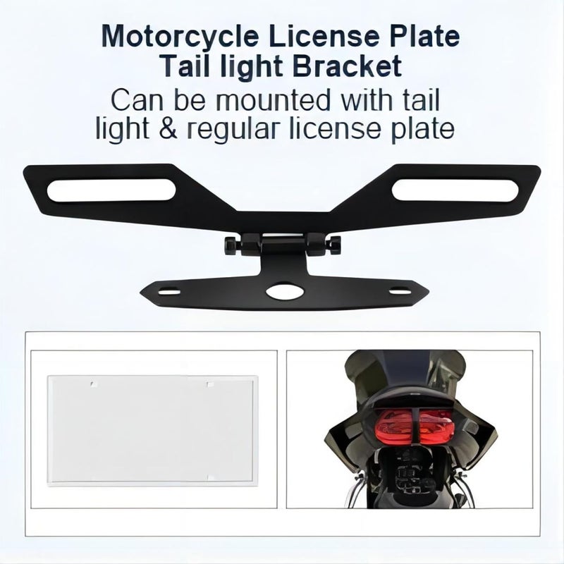 Keenso Adjustable Motorcycle License Plate Mount Holder Bracket - Universal Fold License Plate Tail Light Holder - Image 2