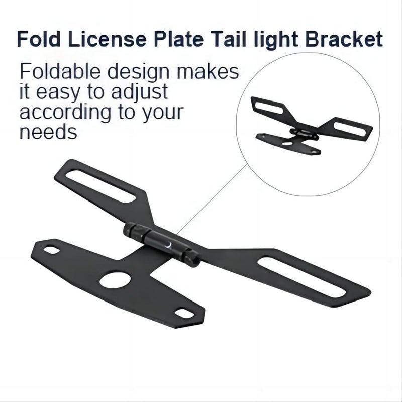 Keenso Adjustable Motorcycle License Plate Mount Holder Bracket - Universal Fold License Plate Tail Light Holder - Image 5