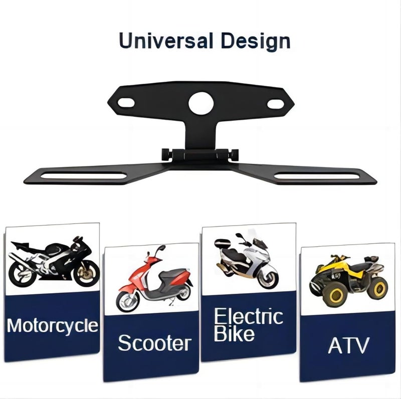 Keenso Adjustable Motorcycle License Plate Mount Holder Bracket - Universal Fold License Plate Tail Light Holder - Image 3