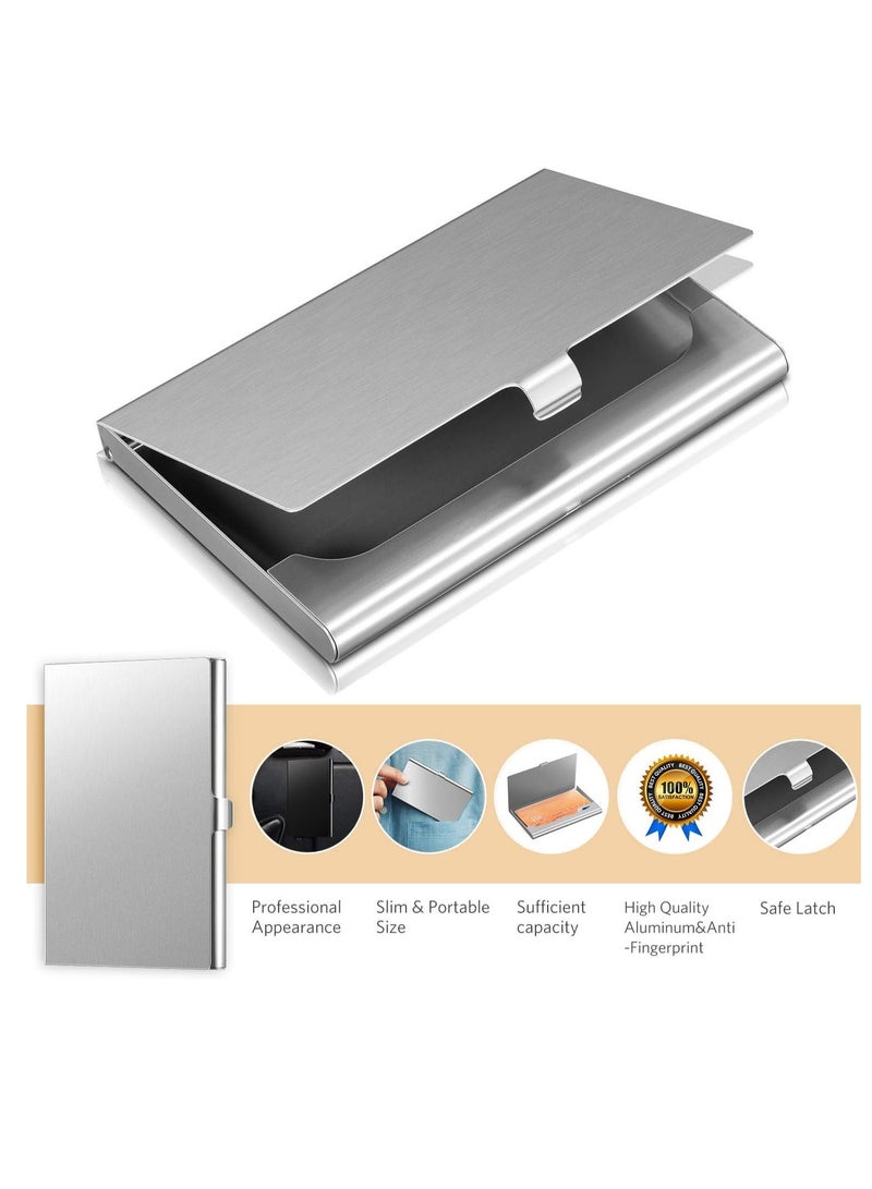 T NEWFUN Slim Business Card Case for Men u0026 Women, Pocket Metal Case, Professional Stainless Steel Card Case for Business Cards, Slim Purse Name Card Holders  Buckle Style Shut, Silver - Image 5