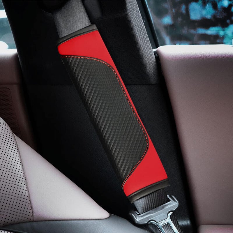 JNNJ 2Pcs Car Seat Belt Pads, Removable Shoulder Protectors for Adults and Children (Red) - Image 2