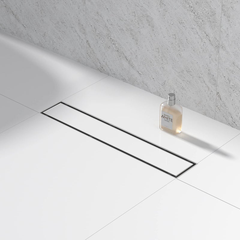 Bernkot Linear Shower Drain 18 Brushed Floor Drain with Tiled Insert Grate Hair Strainer 304 Stainless Steel Bathroom 2in1 Tiled in Drain CUPC Certified Brushed 18