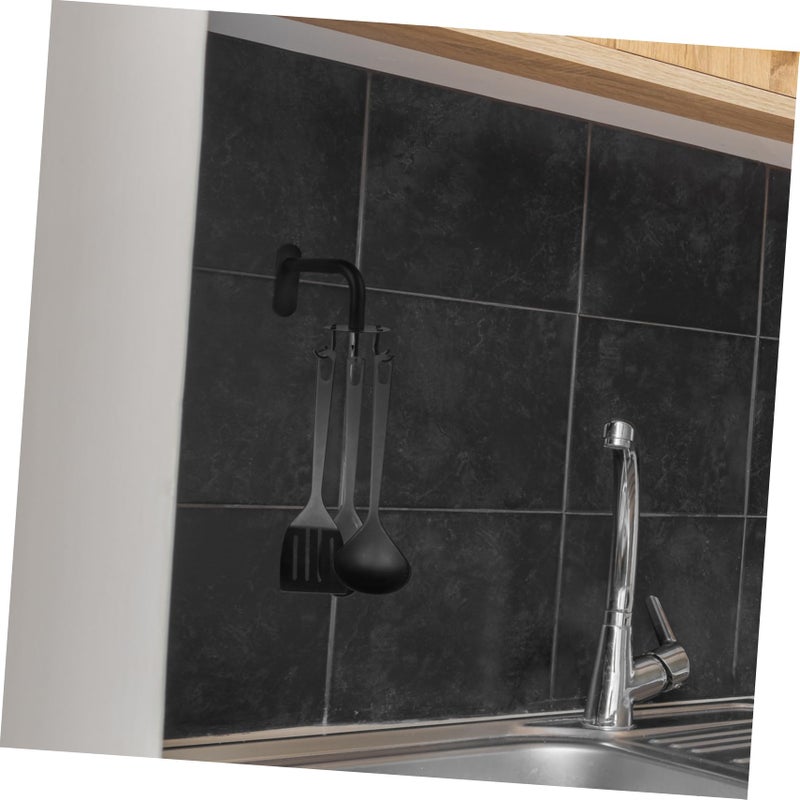 Stainless Steel Wall Hooks Removable 17X8 2CM Black Traceless Door Hanger Kitchen Utensil - Image 5