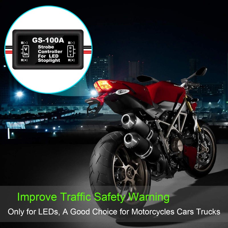 Kinstecks 2PCS LED Flash Strobe Controller Brake Light Flasher Brake Light Strobe Module for Motorcycles Cars Trucks(Only for LEDs) - Image 2