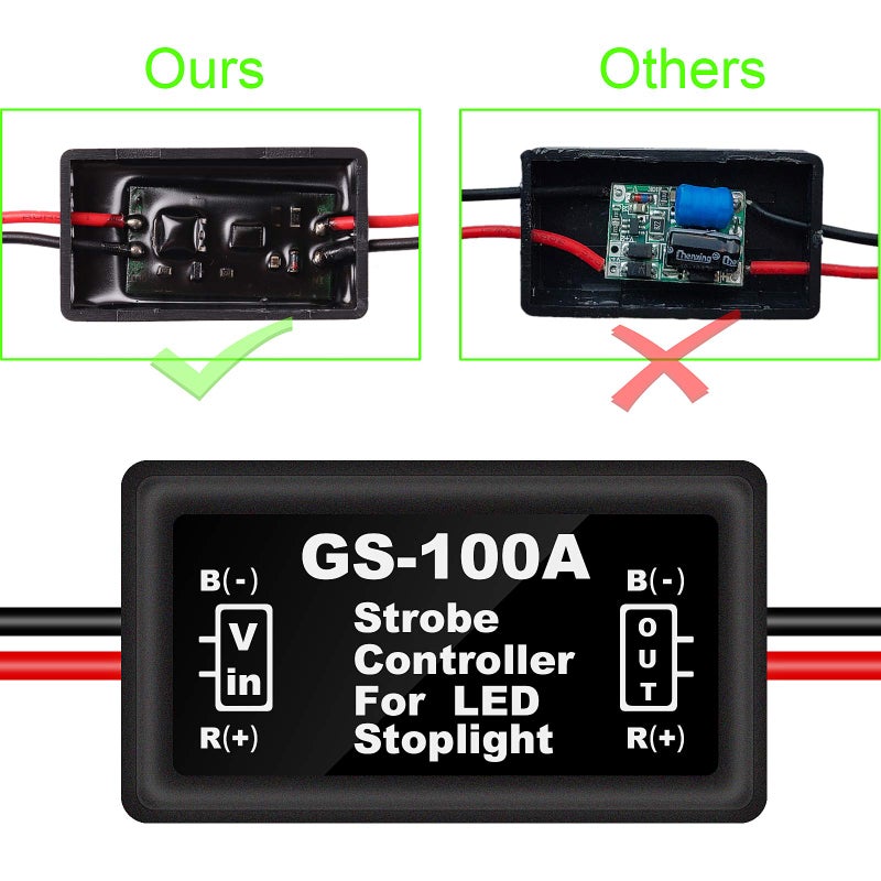 Kinstecks 2PCS LED Flash Strobe Controller Brake Light Flasher Brake Light Strobe Module for Motorcycles Cars Trucks(Only for LEDs) - Image 4
