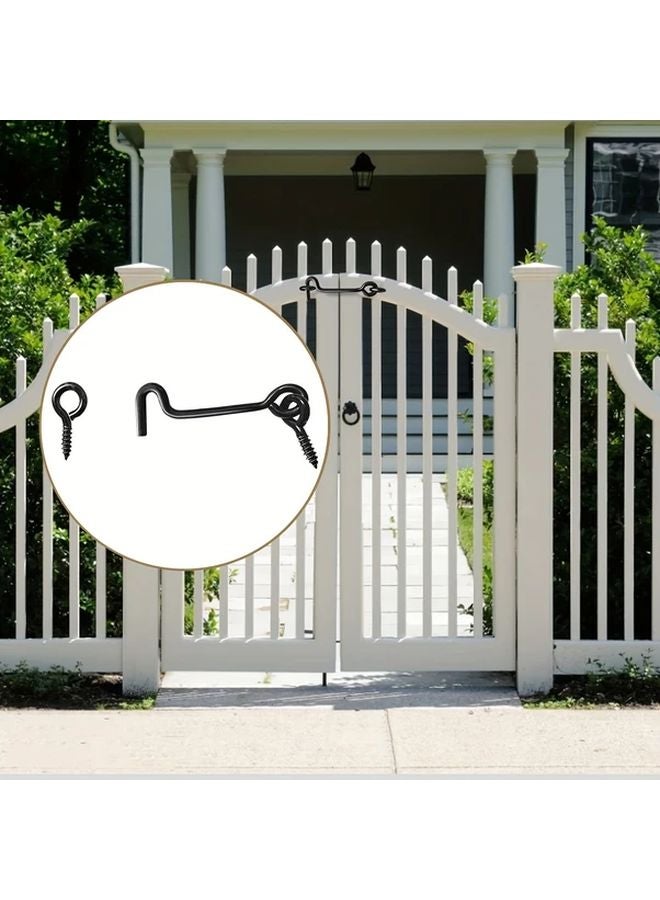 Black 2.5 Inch 5Pcs Cabin Hook and Eye Latch Swivel Window Door Hook with Mounting Screws - Image 3