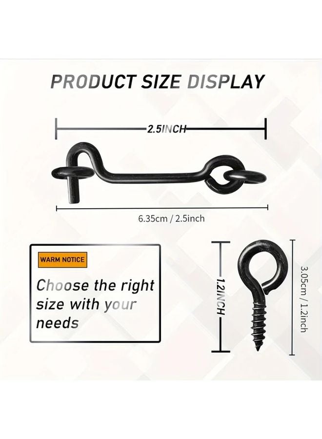 Black 2.5 Inch 5Pcs Cabin Hook and Eye Latch Swivel Window Door Hook with Mounting Screws - Image 1