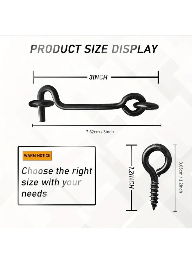 Black 2.5 Inch 5Pcs Cabin Hook and Eye Latch Swivel Window Door Hook with Mounting Screws - Image 5