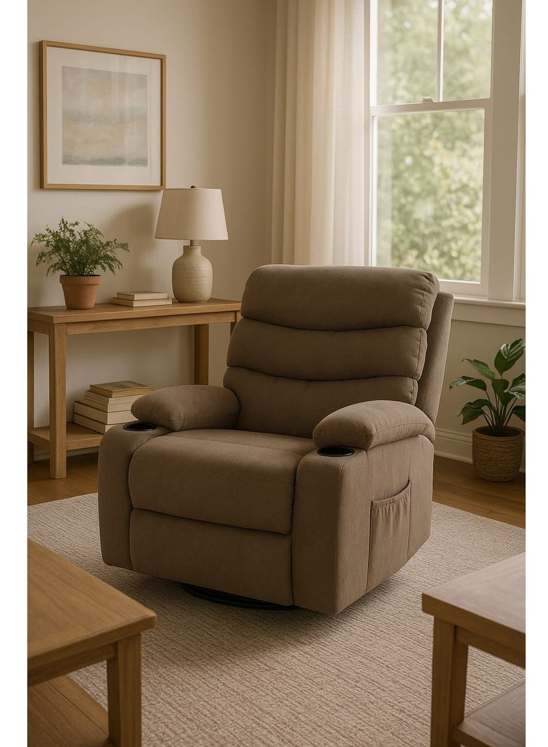 NZONE STORE Brown Rocking and Swivel Recliner Chair - Comfortable and Luxurious Design - Image 1