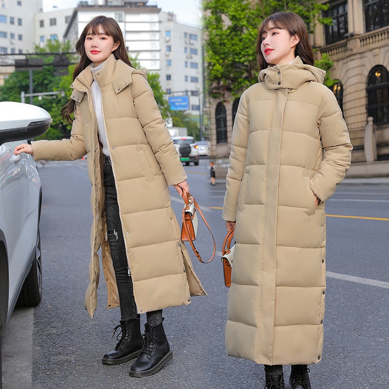 Womens Winter Korean Long BF Cotton Padded Coat Green  - Image 2