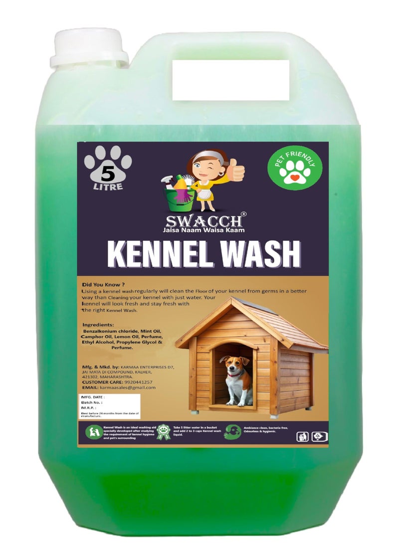 swacch Kennel Wash (5 Litre) Jasmine I Pet Stain & Odour Remover I Pet Floor Cleaner I Pet Area Freshener Liquid I Dog and cat Friendly - Image 1